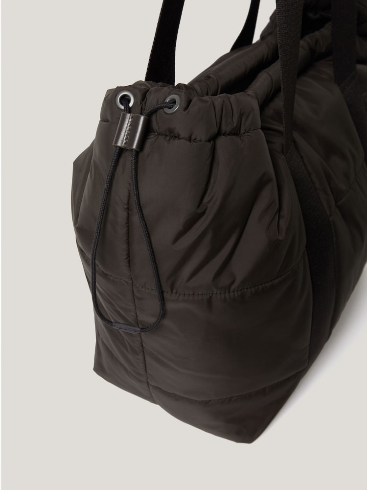 Jigsaw Brown Nylon Quilted Drawstring Tote Bag - Image 6 of 6