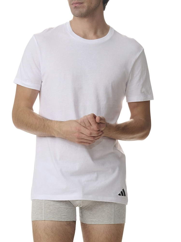 adidas White Active Core Cotton Crew Neck Tshirt 3 pack - Image 2 of 9 adidas White Active Core Cotton Crew Neck Tshirt 3 pack - Image 2 of 9