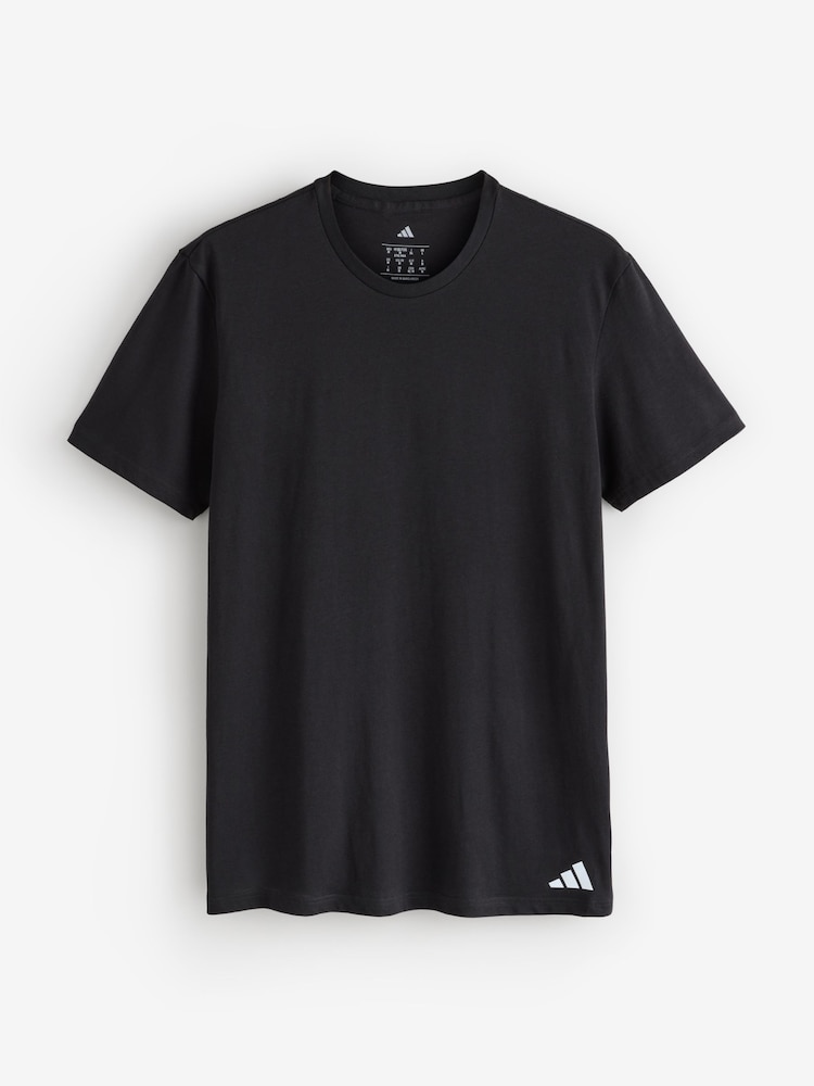 adidas Black Active Core Cotton Crew Neck Tshirt 3 pack - Image 2 of 4