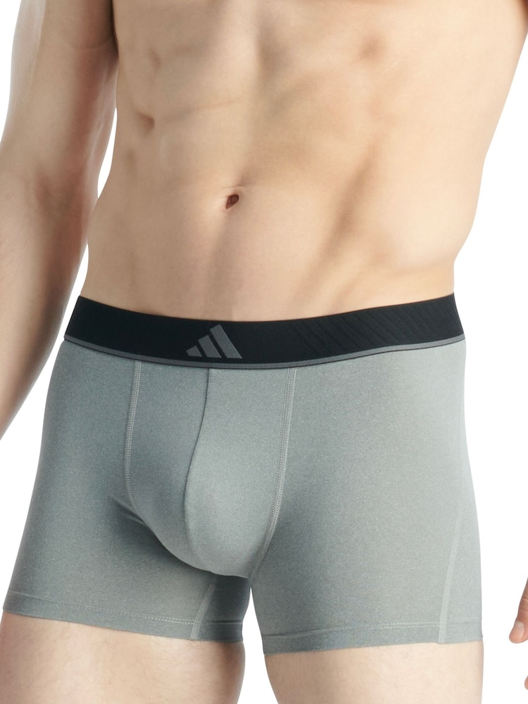 adidas Black/Grey Active Mirco Flex Co Trunks 3 pack - Image 2 of 9 adidas Black/Grey Active Mirco Flex Co Trunks 3 pack - Image 2 of 9