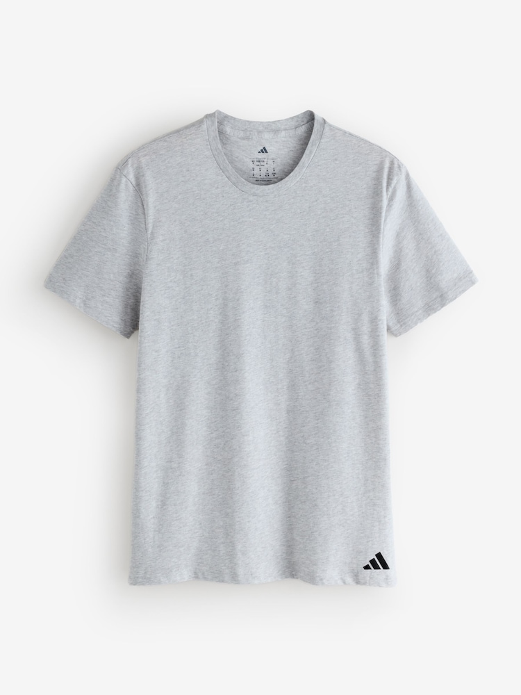 adidas Black/Grey Active Core Cotton Crew Neck Tshirt 3 Pack - Image 2 of 4