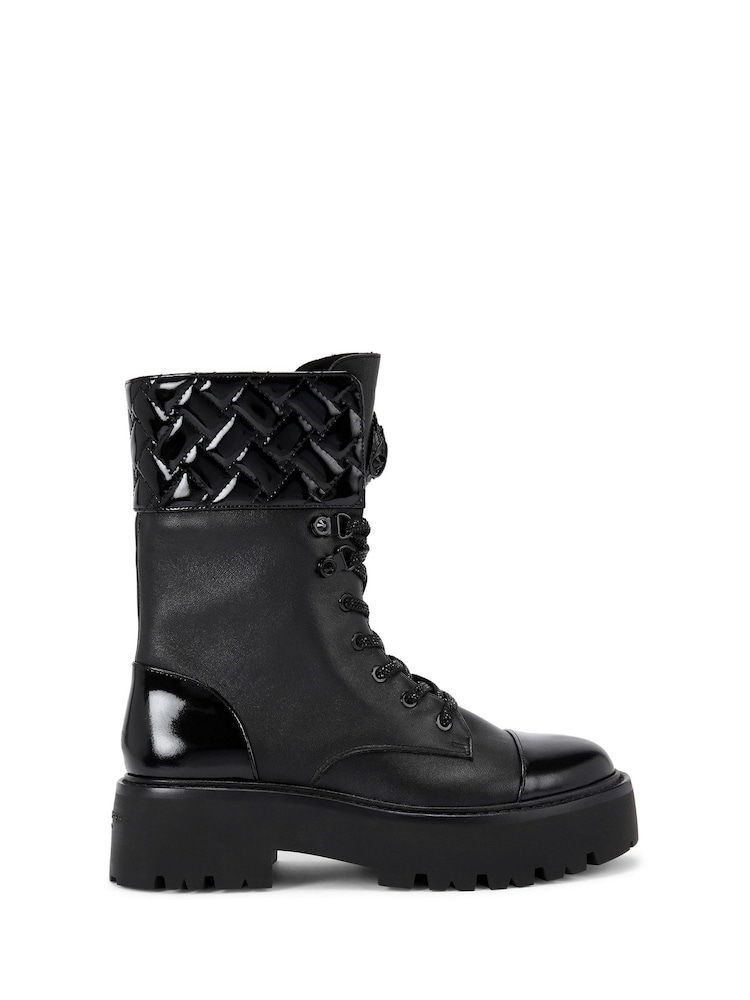 Kurt Geiger London Kensington Cuff Lace-Up Black Boots - Image 2 of 5