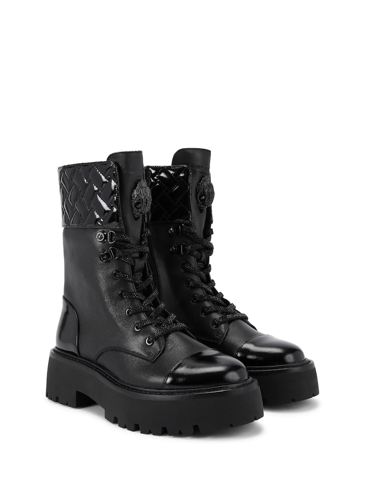 Kurt Geiger London Kensington Cuff Lace-Up Black Boots - Image 4 of 5