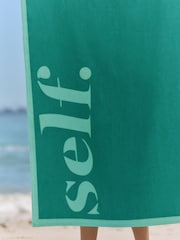 self. Green Logo Beach Towel 100% Cotton - Image 2 of 4