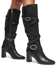 Kurt Geiger London Mayfair Strappy Knee Black Boots - Image 1 of 5