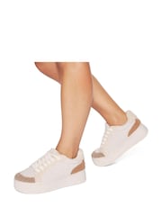 KG Kurt Geiger Cream Lighter Borg Trainers - Image 1 of 5