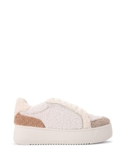KG Kurt Geiger Cream Lighter Borg Trainers - Image 2 of 5