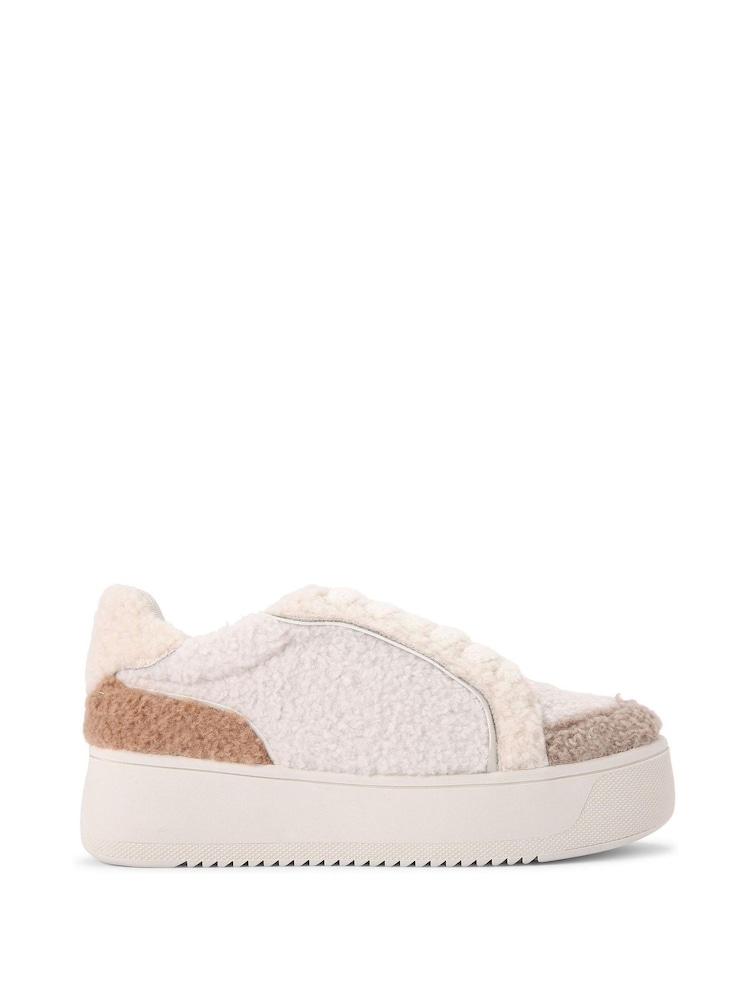 KG Kurt Geiger Cream Lighter Borg Trainers - Image 2 of 5