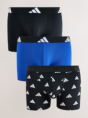 adidas Black/Navy Active Flex Cotton Trunks 3 pack - Image 1 of 4