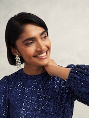 Hobbs Blue Bette Sequin Dress - Image 3 of 4
