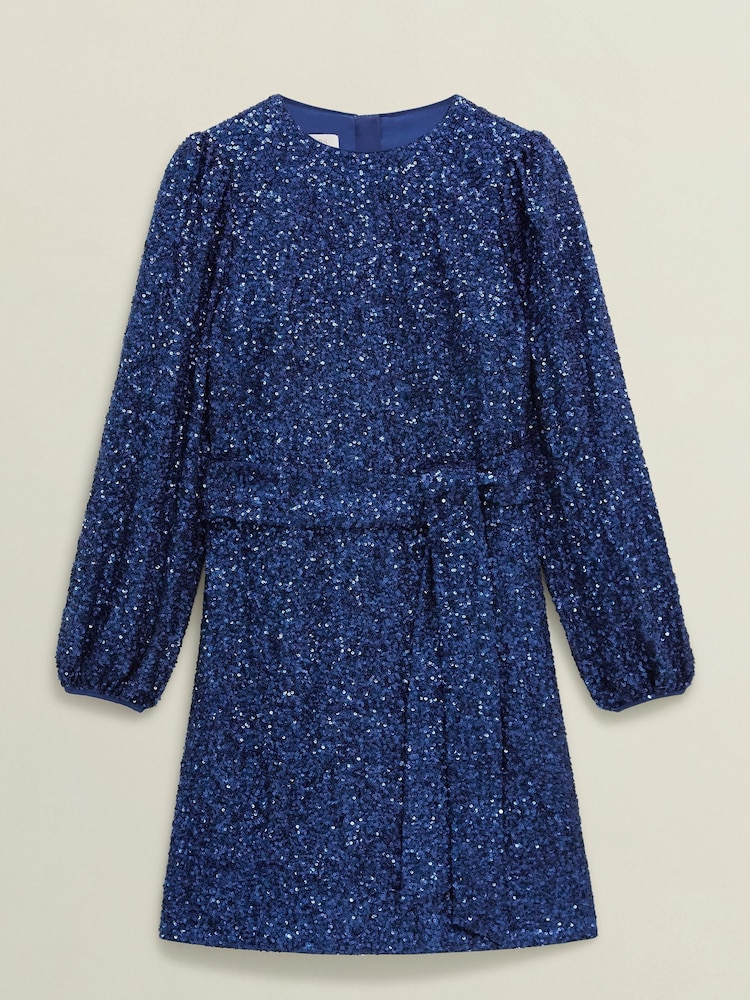 Hobbs Blue Bette Sequin Dress - Image 4 of 4