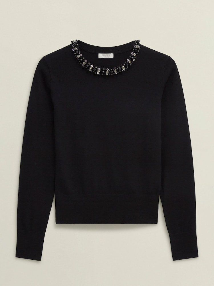 Hobbs Black Oakley Beaded Jumper - Image 4 of 4