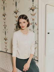 Hobbs Cream Oakley Beaded Cardigan - Image 1 of 6
