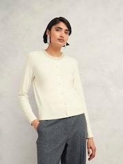 Hobbs Cream Oakley Beaded Cardigan - Image 3 of 6