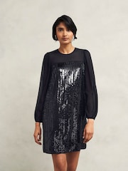 Hobbs Black Zariah Sequin Dress - Image 1 of 4