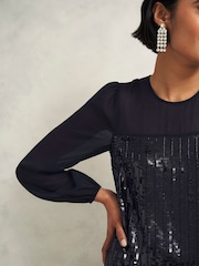 Hobbs Black Zariah Sequin Dress - Image 3 of 4