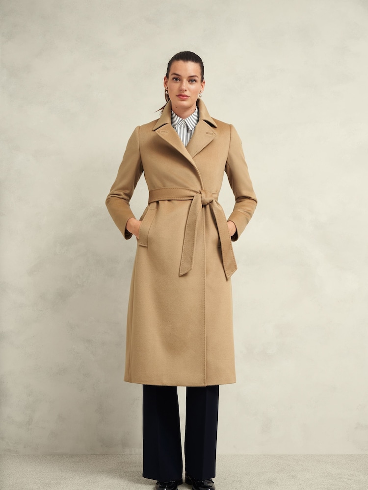 Hobbs Brown Petite Livia Wool Coat - Image 1 of 4 Hobbs Brown Petite Livia Wool Coat - Image 1 of 4