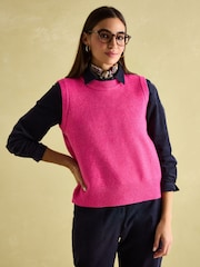 Joules Holly Bright Pink Regular Fit Knitted Vest - Image 1 of 8