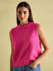 Joules Holly Bright Pink Regular Fit Knitted Vest - Image 7 of 8