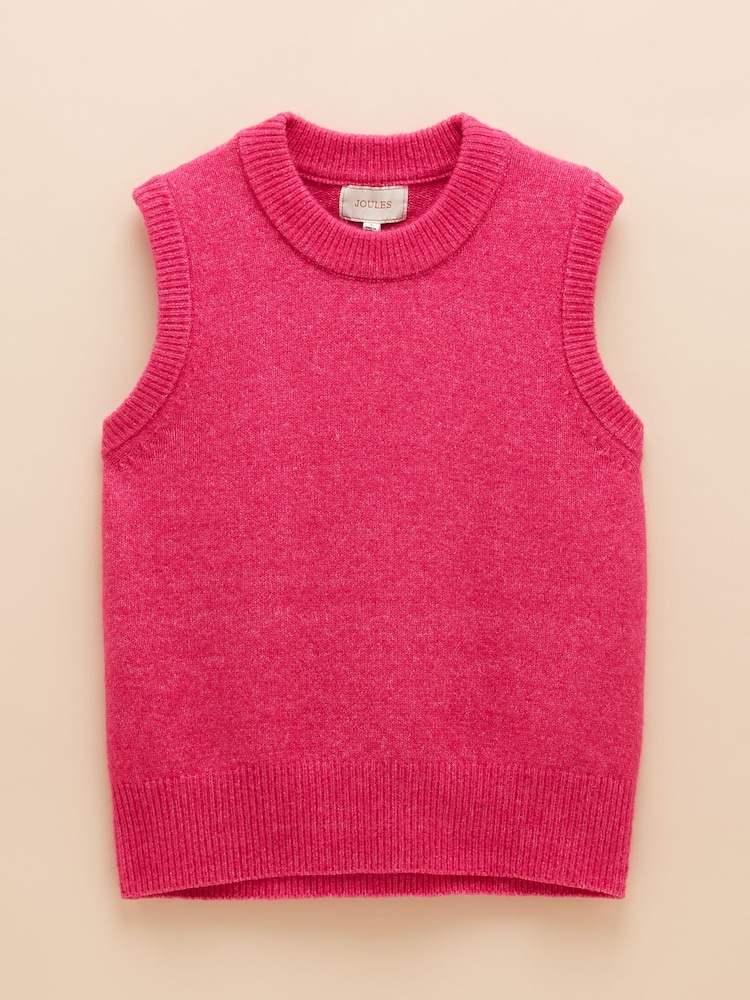 Joules Holly Bright Pink Regular Fit Knitted Vest - Image 8 of 8