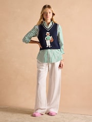 Joules Jonty Navy Intarsia Fox Knitted Cotton Vest - Image 6 of 9