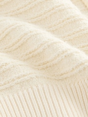 أبيض Ecru - Knitted Zip-Up Bomber Jacket with Cotton - صورة 7 من 8