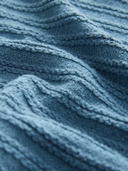 أزرق شامبراي - Knitted Zip-Up Bomber Jacket with Cotton - صورة 6 من 7