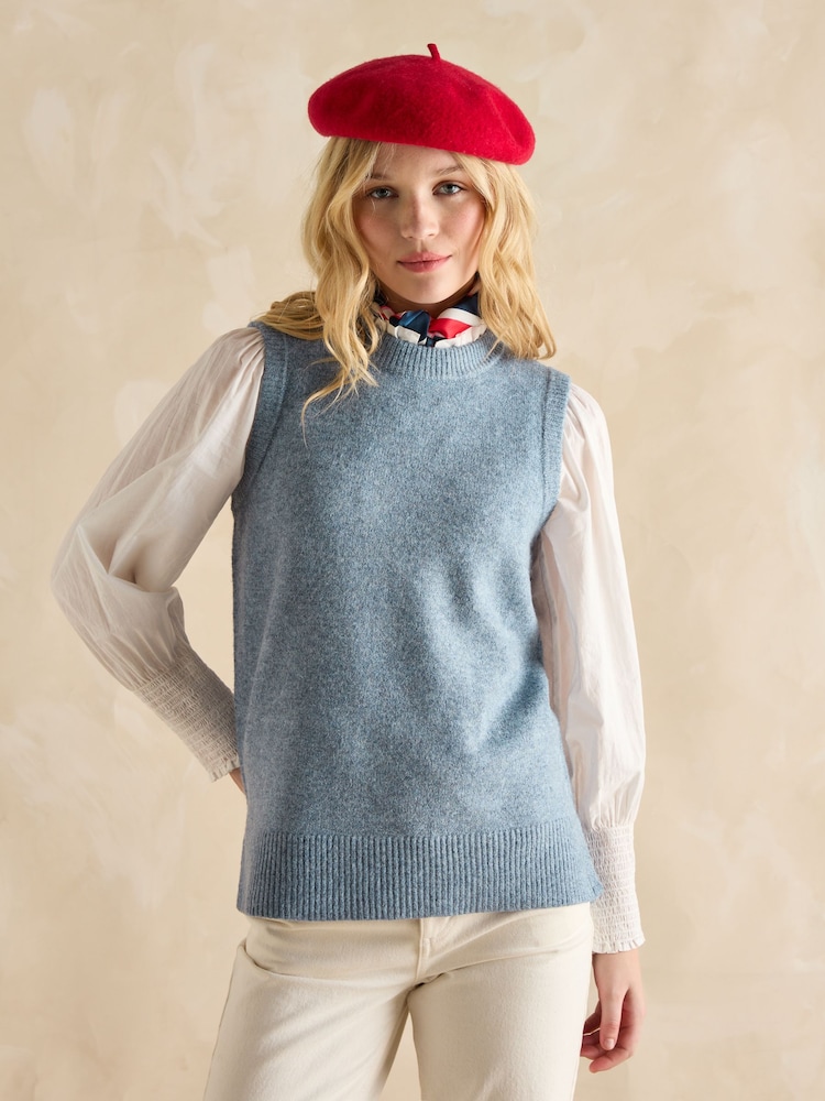 Joules Holly Blue Longline Knitted Vest - Image 1 of 6