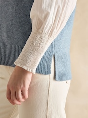 Joules Holly Blue Longline Knitted Vest - Image 3 of 6