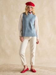 Joules Holly Blue Longline Knitted Vest - Image 5 of 6