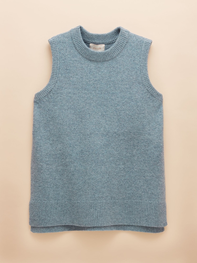 Joules Holly Blue Longline Knitted Vest - Image 6 of 6