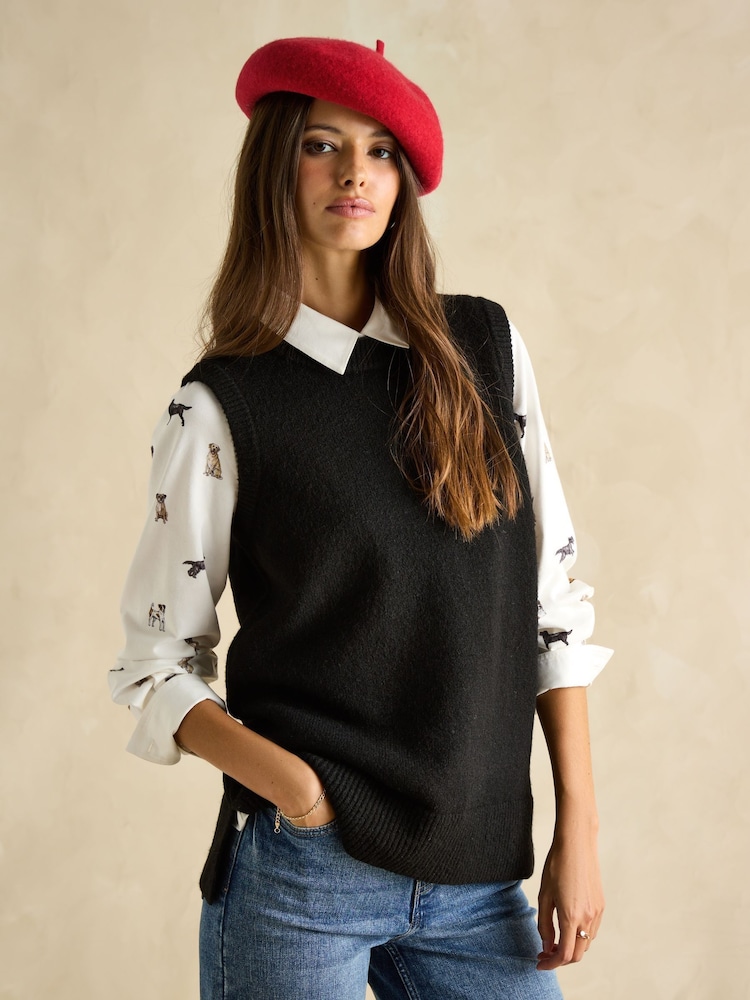 Joules Holly Black Longline Knitted Vest - Image 1 of 7
