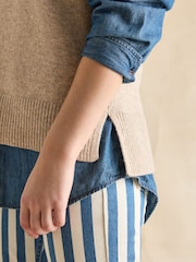 Joules Holly Brown Longline Knitted Vest - Image 5 of 6