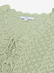 Green Sage Lace Knit Tie Front Vest with Linen - Image 7 of 7