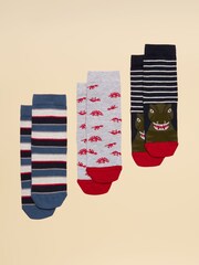 Joules Neat Feet Navy/Red 3 Pack Socks - Image 1 of 3