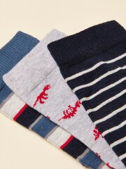 Joules Neat Feet Navy/Red 3 Pack Socks - Image 3 of 3