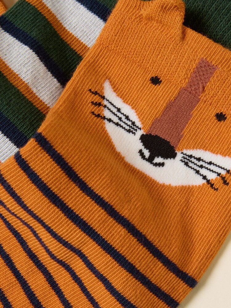 Joules Neat Feet Orange/Navy 3 Pack Socks - Image 2 of 3