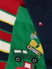 Joules Neat Feet Green/Navy 3 Pack Socks - Image 2 of 3