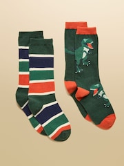 Joules Kids Warmly Green Cosy Sock 2 Pack - Image 1 of 3