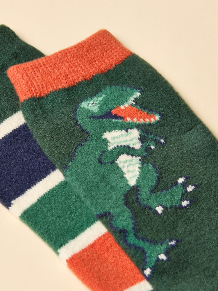 Joules Kids Warmly Green Cosy Sock 2 Pack - Image 2 of 3