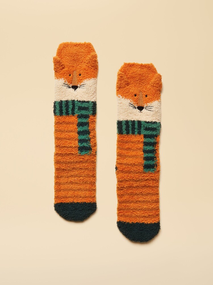 Joules Kids Fluffy Orange Character Socks - Image 1 of 3
