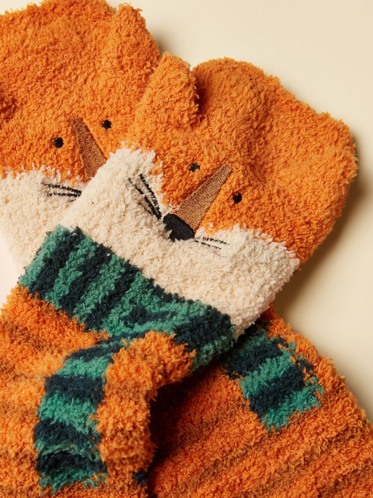 Joules Kids Fluffy Orange Character Socks - Image 2 of 3