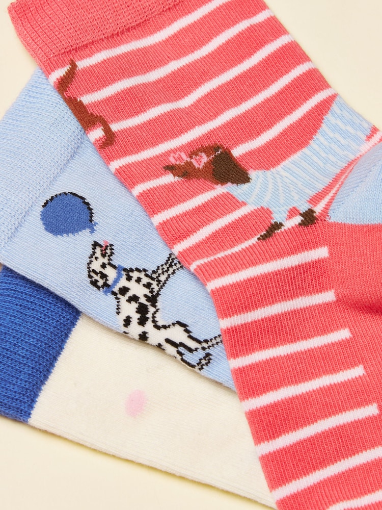 Joules Neat Feet Blue/Pink 3 Pack Socks - Image 2 of 3 Joules Neat Feet Blue/Pink 3 Pack Socks - Image 2 of 3