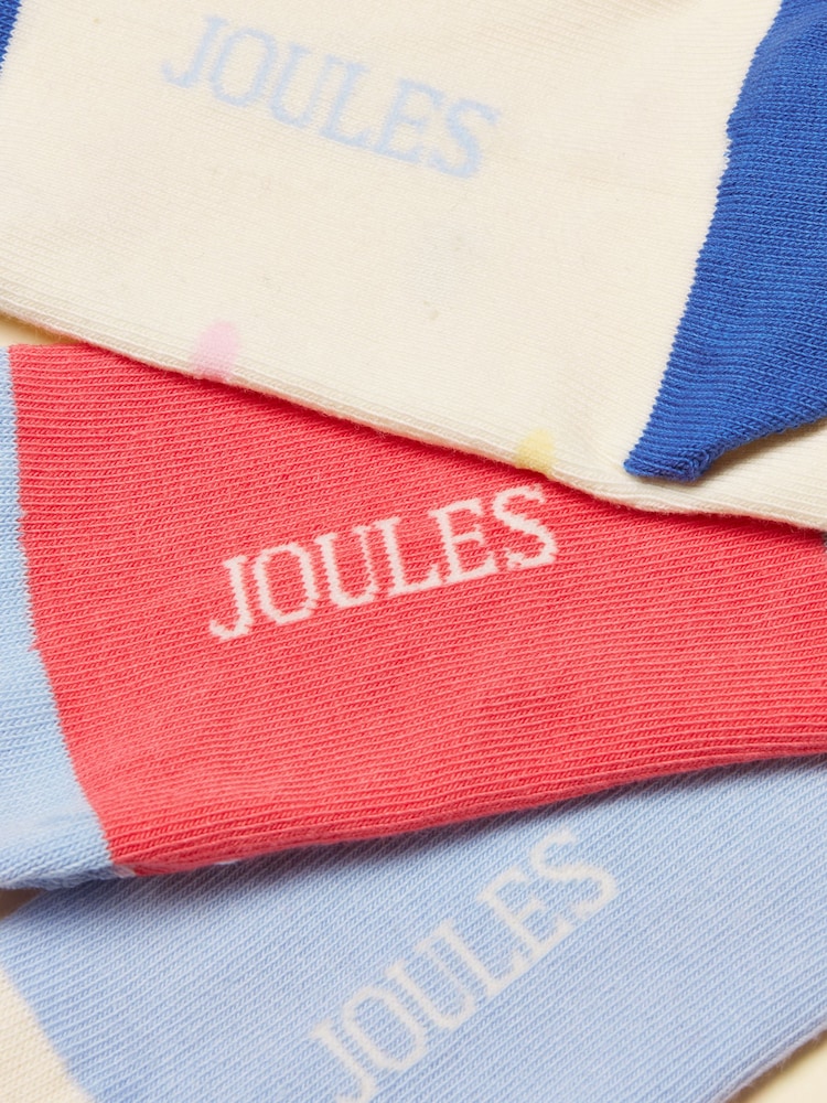 Joules Neat Feet Blue/Pink 3 Pack Socks - Image 3 of 3 Joules Neat Feet Blue/Pink 3 Pack Socks - Image 3 of 3