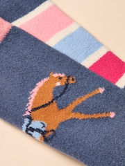 Joules Warmly Navy/Pink Cosy Sock 2 Pack - Image 2 of 3