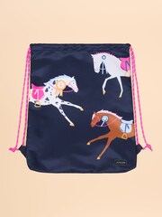 Joules Adventurer Navy & Pink Horse Drawstring Bag - Image 1 of 3