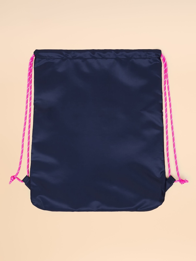 Joules Adventurer Navy & Pink Horse Drawstring Bag - Image 2 of 3
