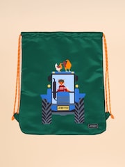Joules Kids' Adventurer Green & Blue Tractor Drawstring Bag - Image 1 of 3