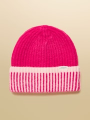 Joules Kids Wanderer Bright Pink Beanie Hat - Image 1 of 4