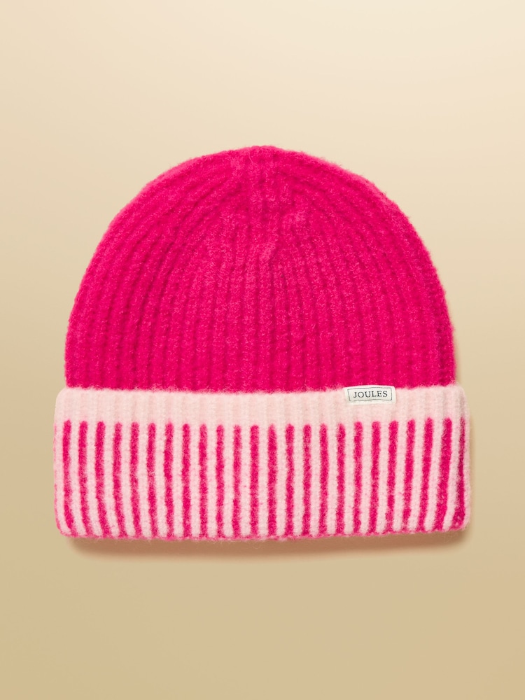 Joules Kids Wanderer Bright Pink Beanie Hat - Image 1 of 4